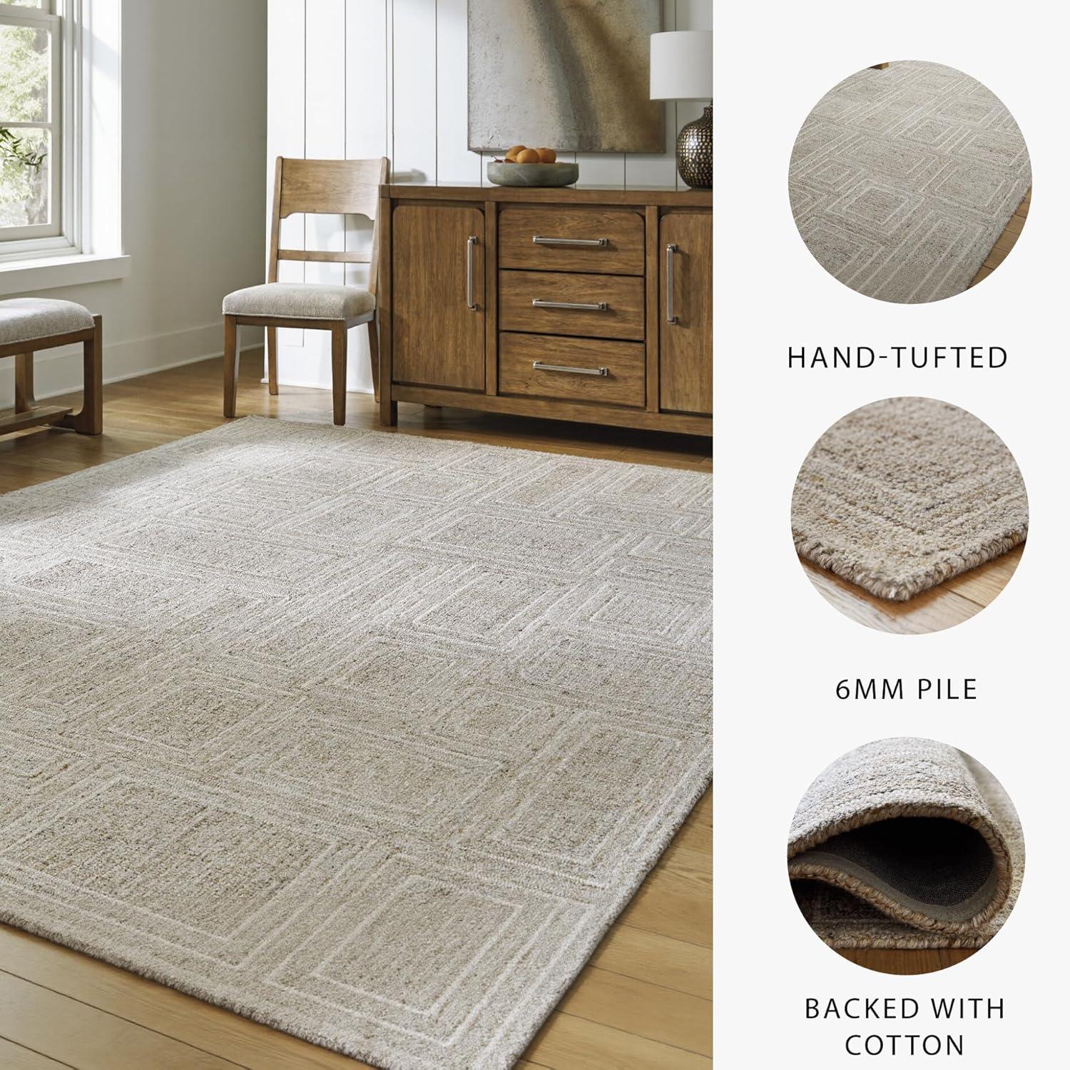 imageSignature Design by Ashley Brickburgh Contemporary Indoor Geometric Handmade 10 x 14 Rug Light Gray ampamp Light Brown711 x 911 Rectangular