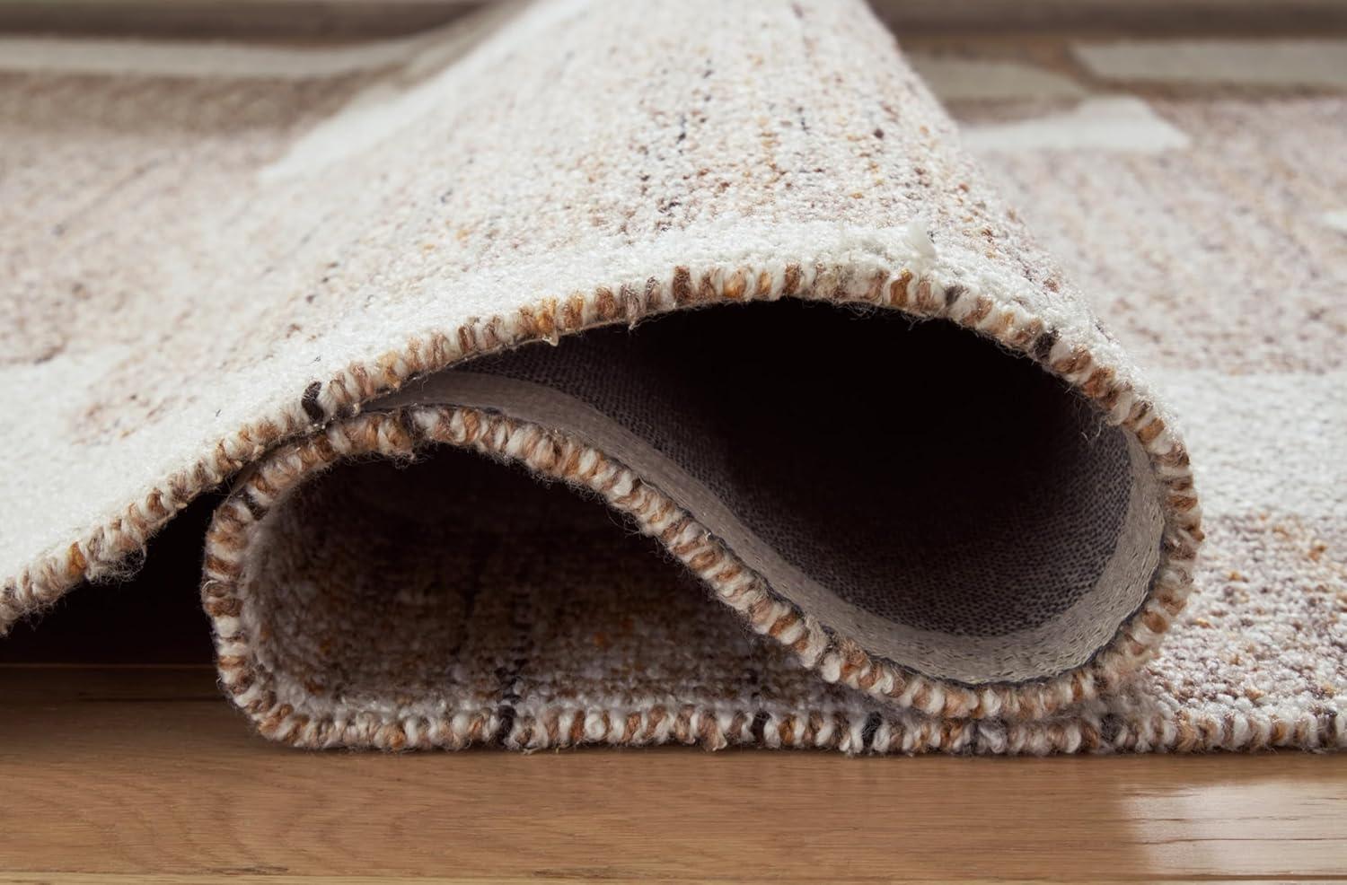 imageSignature Design by Ashley Brynnfield Casual Indoor Abstract Handmade 8 x 10 Rug Beige ampamp Light Brown51 x 611 Rectangular