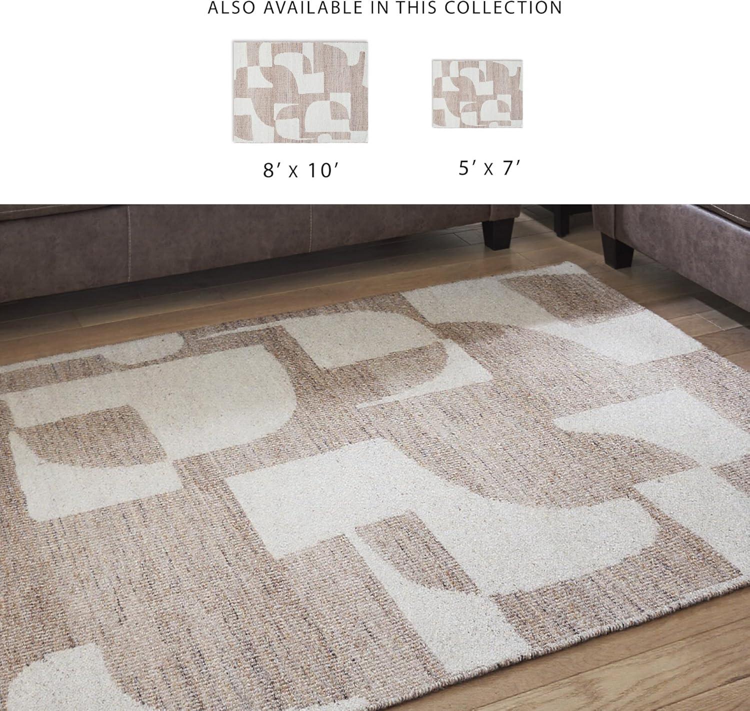 imageSignature Design by Ashley Brynnfield Casual Indoor Abstract Handmade 8 x 10 Rug Beige ampamp Light Brown51 x 611 Rectangular