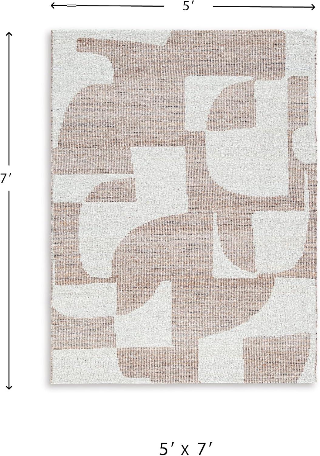 imageSignature Design by Ashley Brynnfield Casual Indoor Abstract Handmade 8 x 10 Rug Beige ampamp Light Brown51 x 611 Rectangular