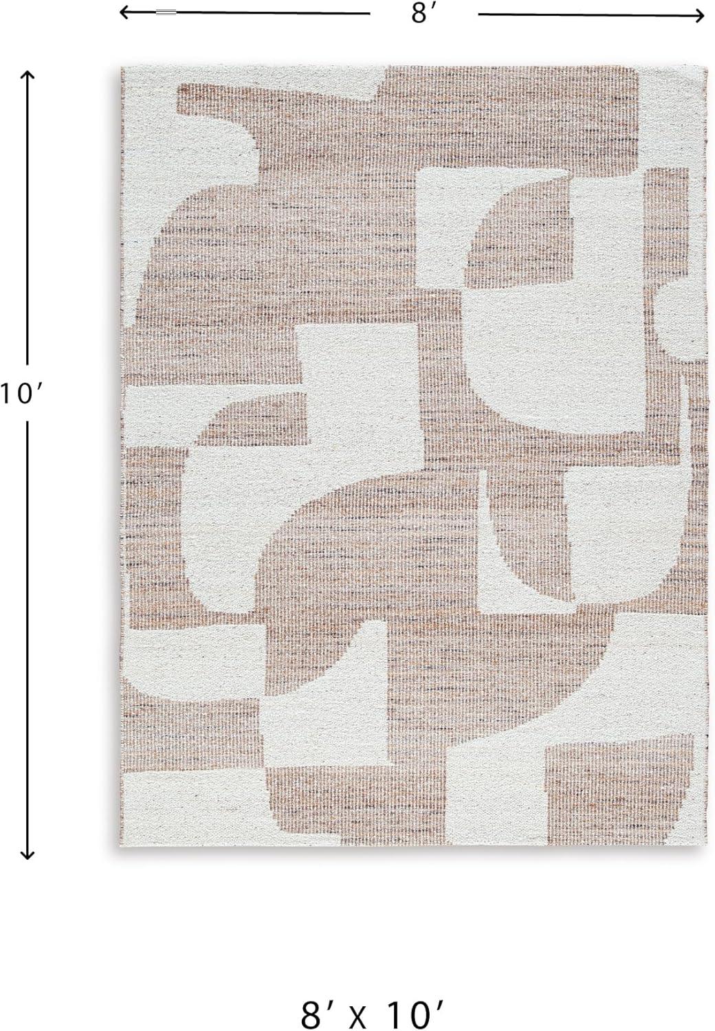imageSignature Design by Ashley Brynnfield Casual Indoor Abstract Handmade 8 x 10 Rug Beige ampamp Light Brown78 x 910 Rectangular