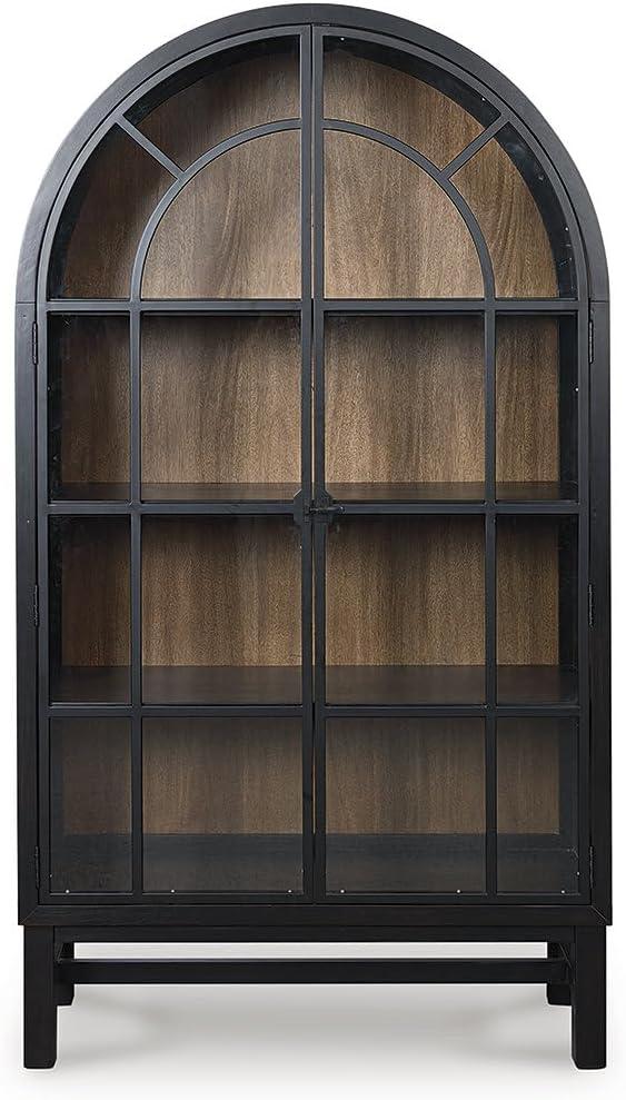 imageSignature Design by Ashley Chadworth Classic Display Cabinet with AntiTipping Light Brown ampamp BlackBrown Black