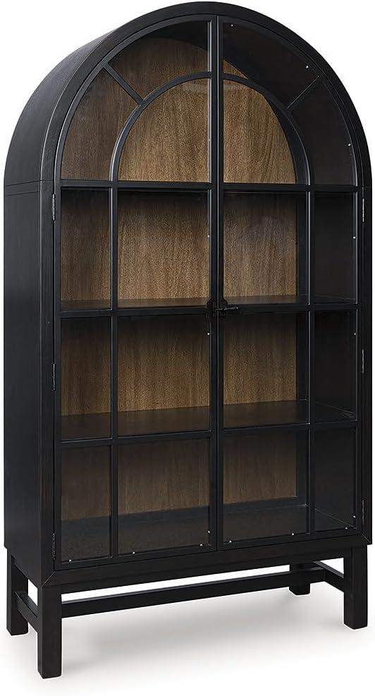 imageSignature Design by Ashley Chadworth Classic Display Cabinet with AntiTipping Light Brown ampamp BlackBrown Black