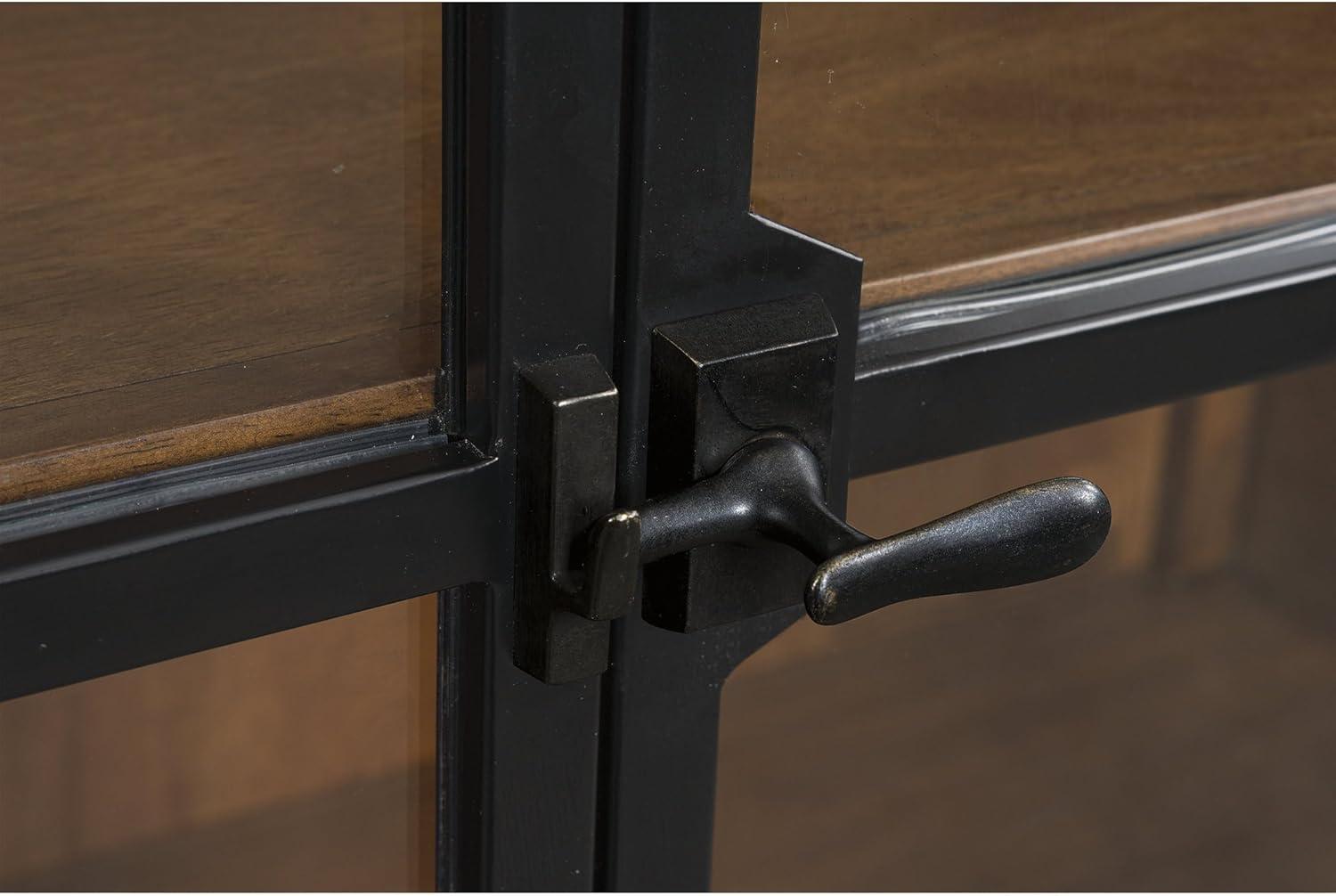 imageSignature Design by Ashley Chadworth Classic Display Cabinet with AntiTipping Light Brown ampamp BlackLight Brown Black