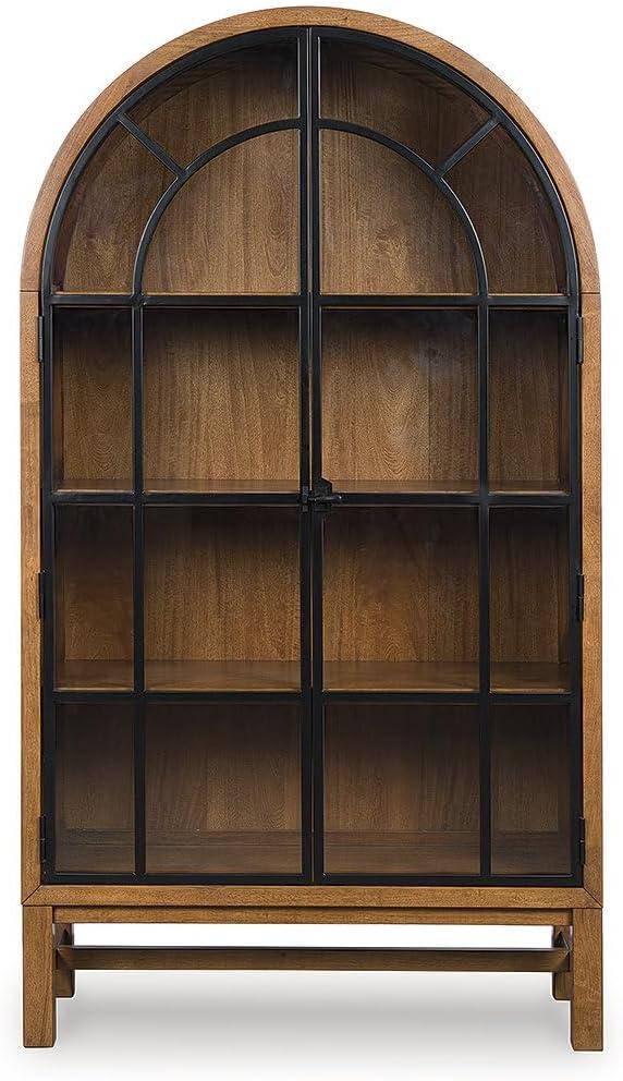 imageSignature Design by Ashley Chadworth Classic Display Cabinet with AntiTipping Light Brown ampamp BlackLight Brown Black