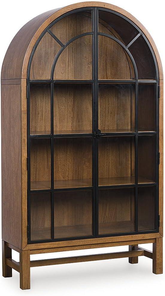 imageSignature Design by Ashley Chadworth Classic Display Cabinet with AntiTipping Light Brown ampamp BlackLight Brown Black