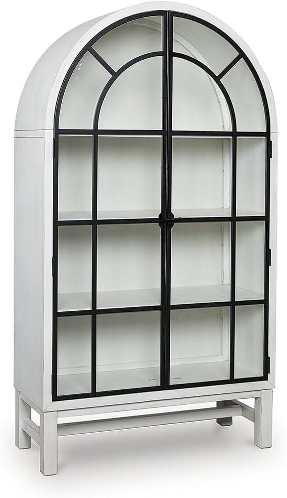 imageSignature Design by Ashley Chadworth Classic Display Cabinet with AntiTipping Light Brown ampamp BlackWhite Black