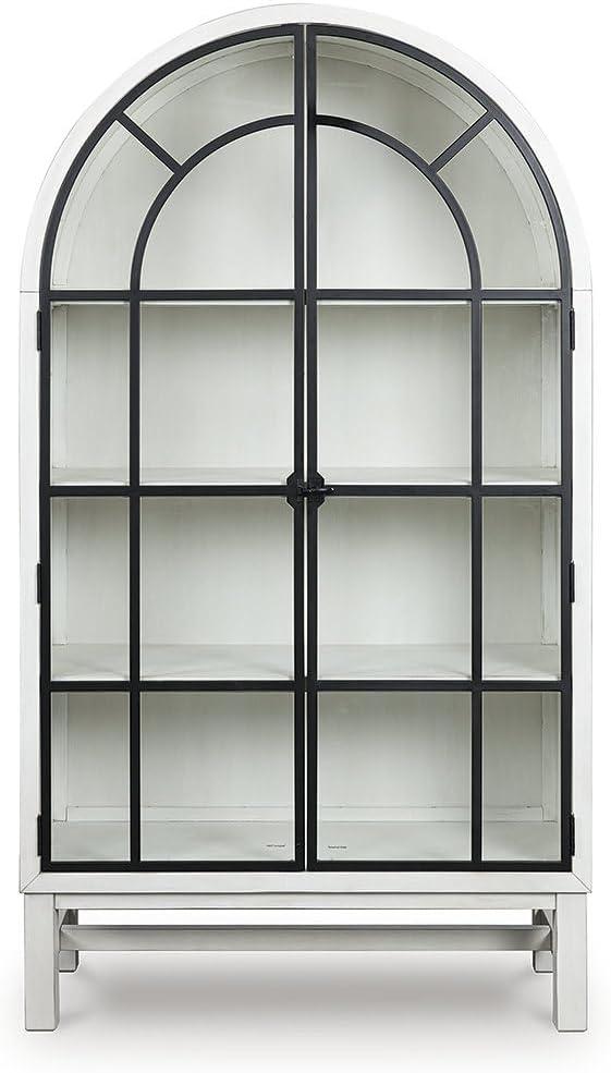 imageSignature Design by Ashley Chadworth Classic Display Cabinet with AntiTipping Light Brown ampamp BlackWhite Black