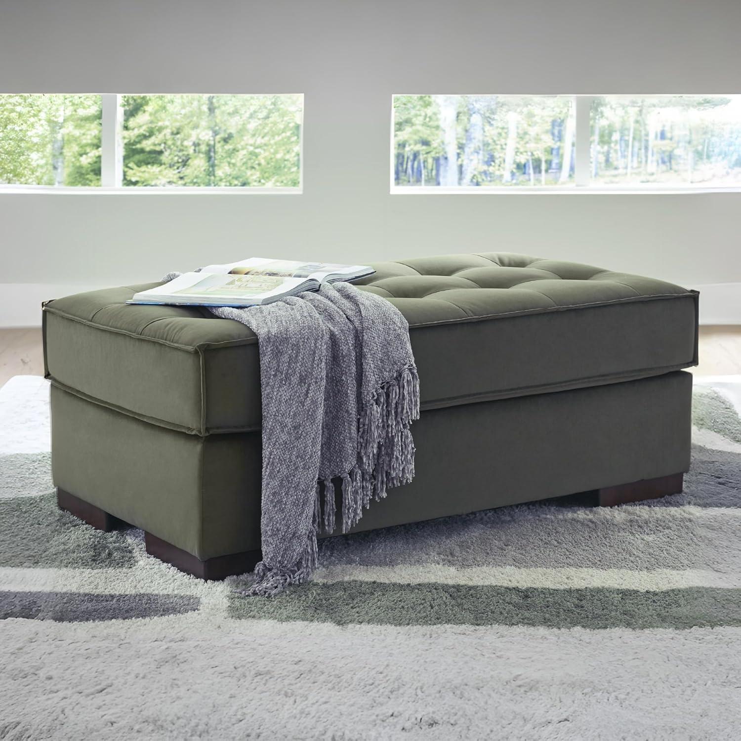 imageSignature Design by Ashley Chalcombe Contemporary Rectangular Tufted Oversized Accent Ottoman Fabric Upholstery Reinforced Frame for Added Stability Green