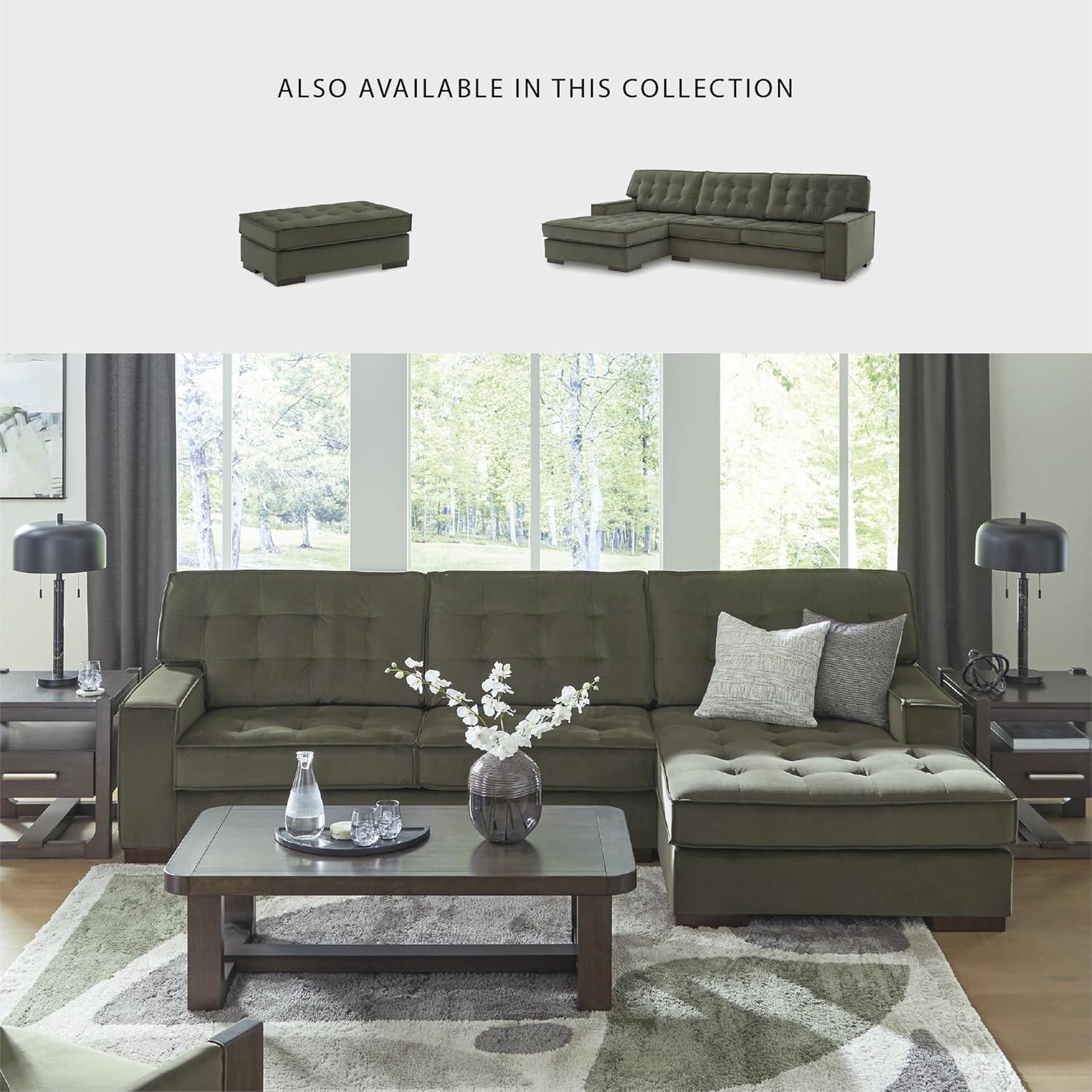 imageSignature Design by Ashley Chalcombe Contemporary Rectangular Tufted Oversized Accent Ottoman Fabric Upholstery Reinforced Frame for Added Stability Green