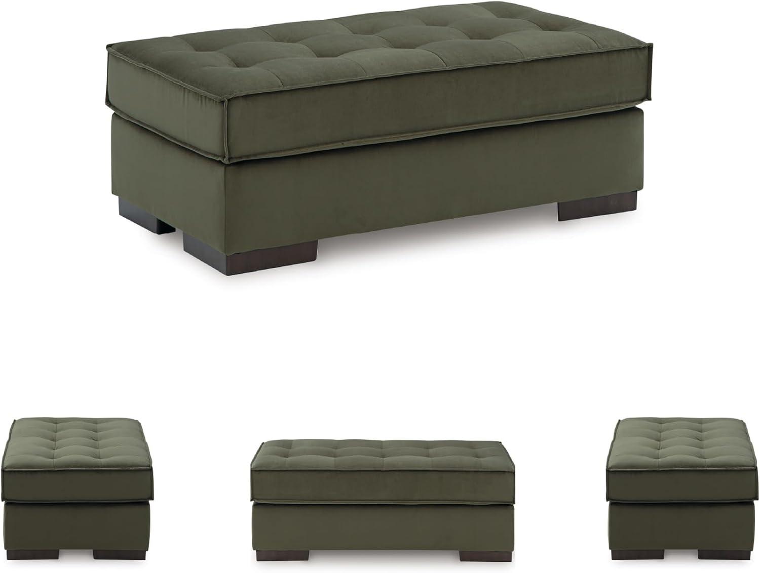 imageSignature Design by Ashley Chalcombe Contemporary Rectangular Tufted Oversized Accent Ottoman Fabric Upholstery Reinforced Frame for Added Stability Green