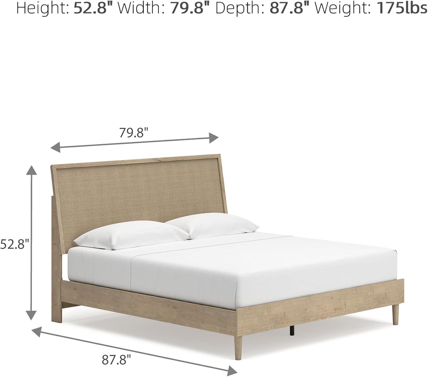 imageSignature Design by Ashley Cielden Farmhouse Queen Panel Platform Bed Foundation or Box Spring Not Needed Light BrownBeige