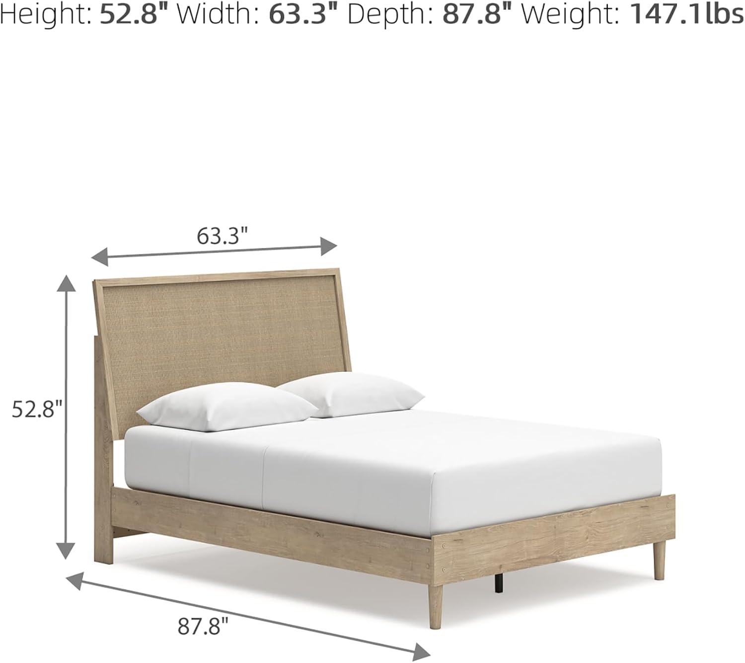 imageSignature Design by Ashley Cielden Farmhouse Queen Panel Platform Bed Foundation or Box Spring Not Needed Light BrownBeige