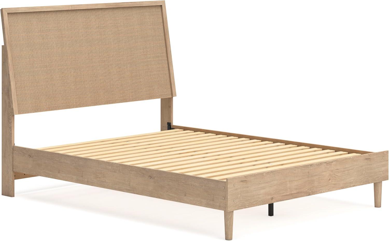 imageSignature Design by Ashley Cielden Farmhouse Queen Panel Platform Bed Foundation or Box Spring Not Needed Light BrownBeige