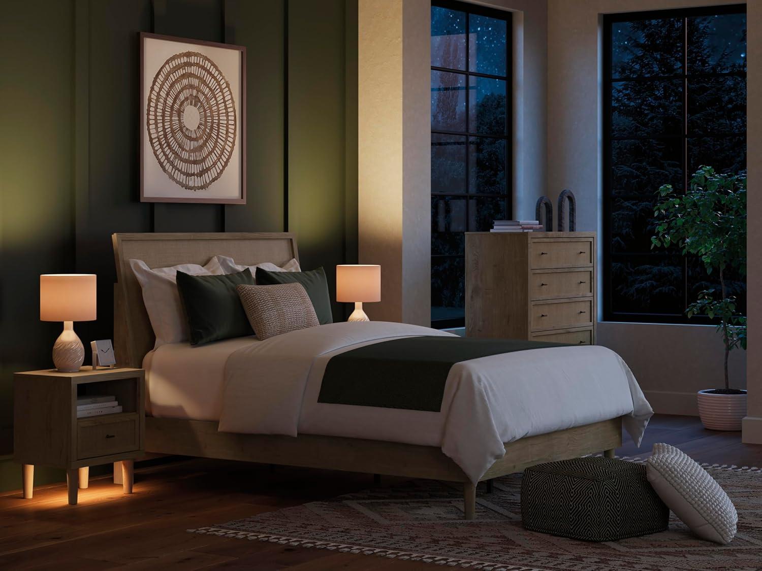 imageSignature Design by Ashley Cielden Farmhouse Queen Panel Platform Bed Foundation or Box Spring Not Needed Light BrownBeige