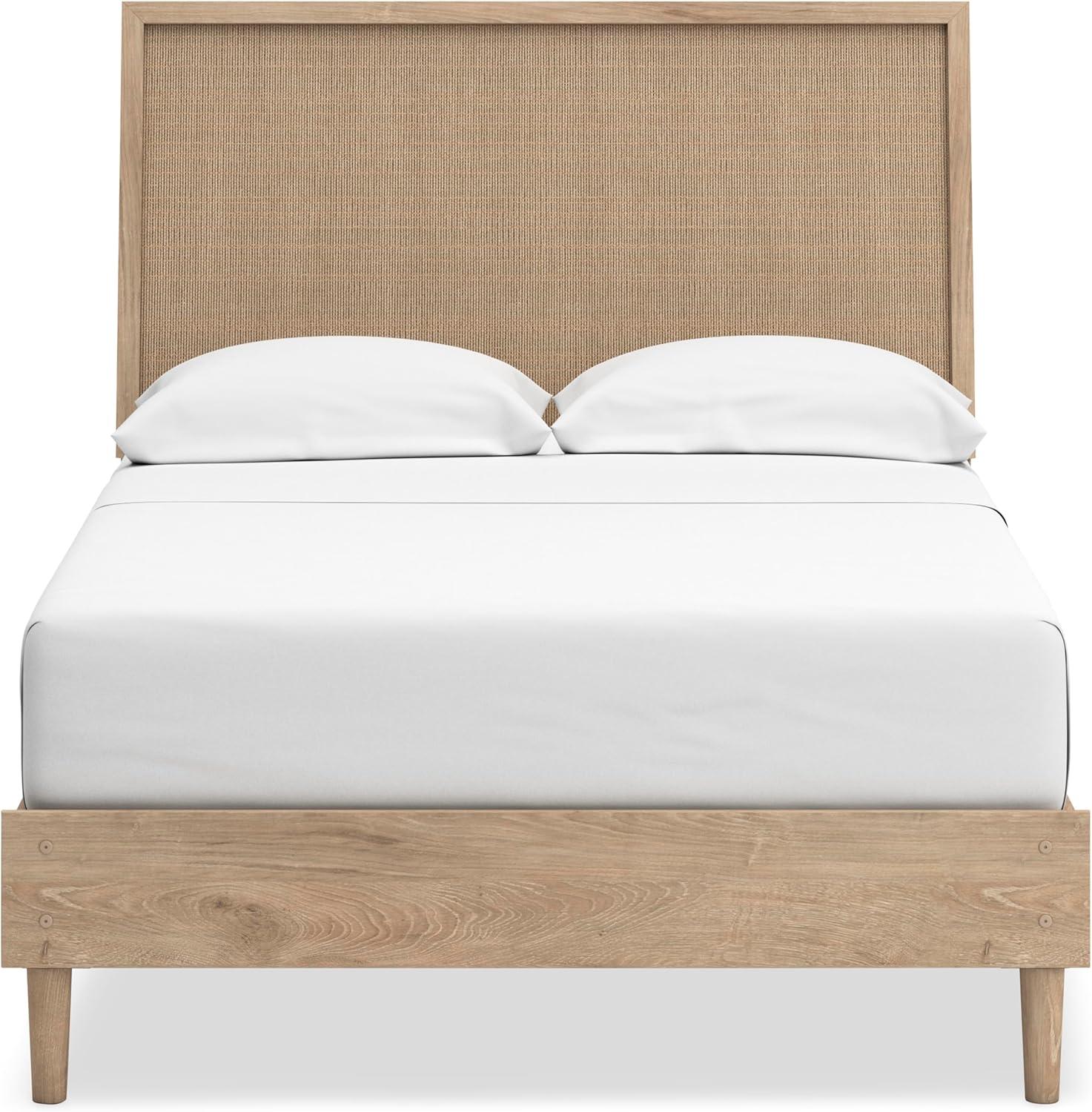 imageSignature Design by Ashley Cielden Farmhouse Queen Panel Platform Bed Foundation or Box Spring Not Needed Light BrownBeige