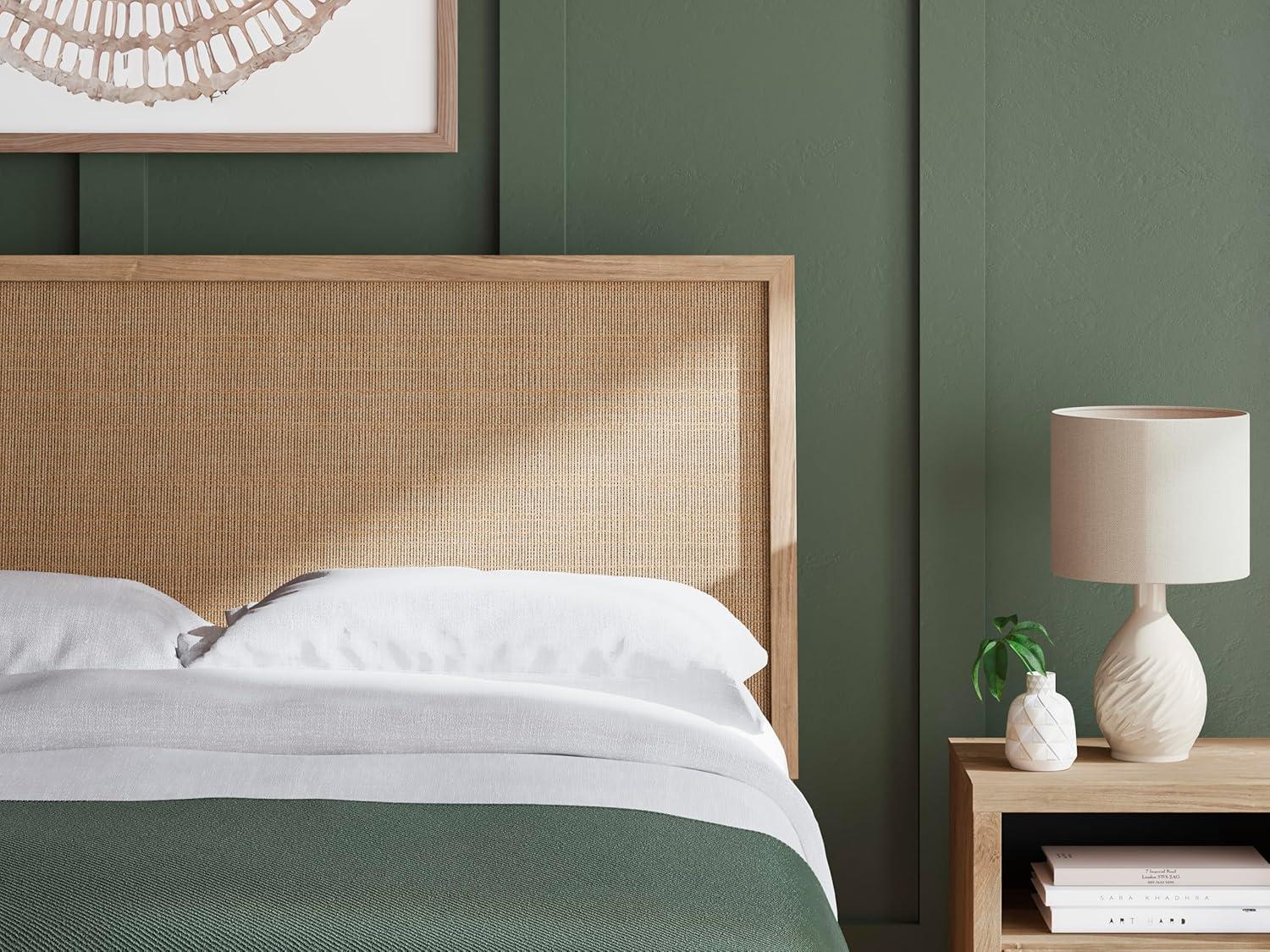 imageSignature Design by Ashley Cielden Farmhouse Queen Panel Platform Bed Foundation or Box Spring Not Needed Light BrownBeige