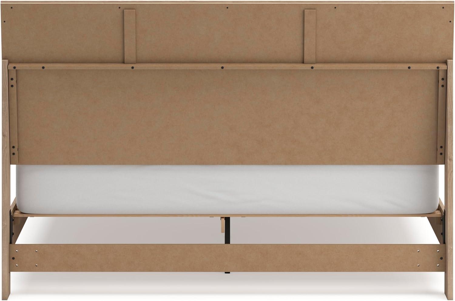 imageSignature Design by Ashley Cielden Farmhouse Queen Panel Platform Bed Foundation or Box Spring Not Needed Light BrownBeige