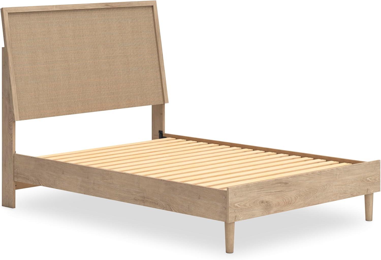 imageSignature Design by Ashley Cielden Farmhouse Queen Panel Platform Bed Foundation or Box Spring Not Needed Light BrownBeige