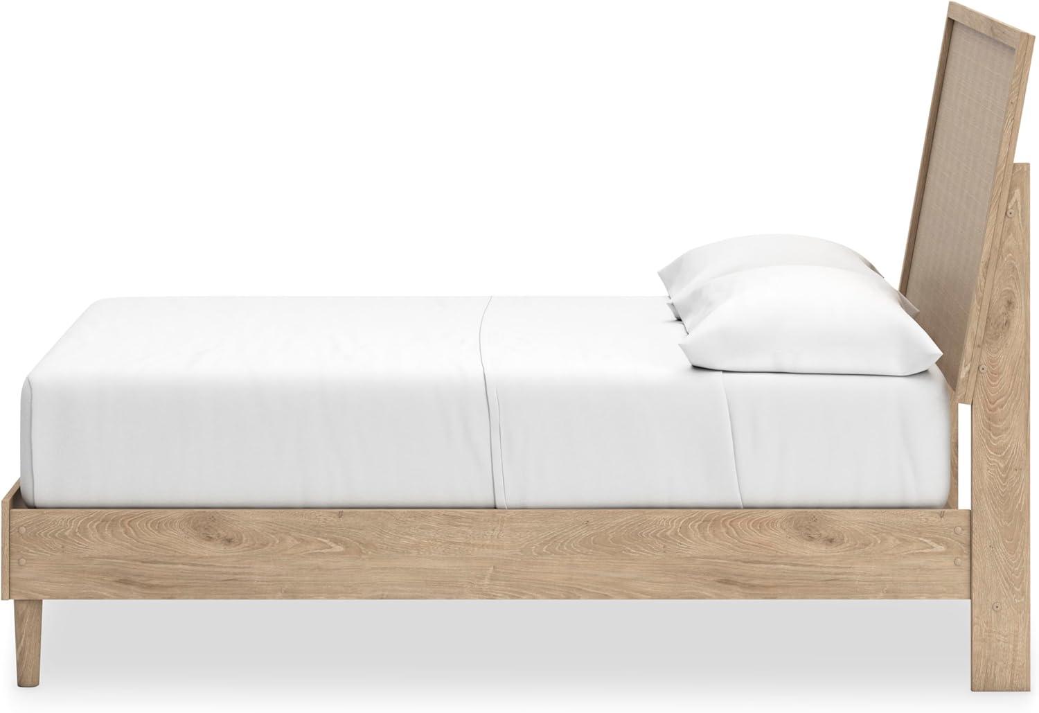 imageSignature Design by Ashley Cielden Farmhouse Queen Panel Platform Bed Foundation or Box Spring Not Needed Light BrownBeige