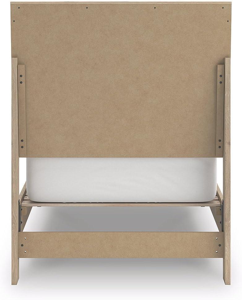 imageSignature Design by Ashley Cielden Farmhouse Queen Panel Platform Bed Foundation or Box Spring Not Needed Light BrownBeige