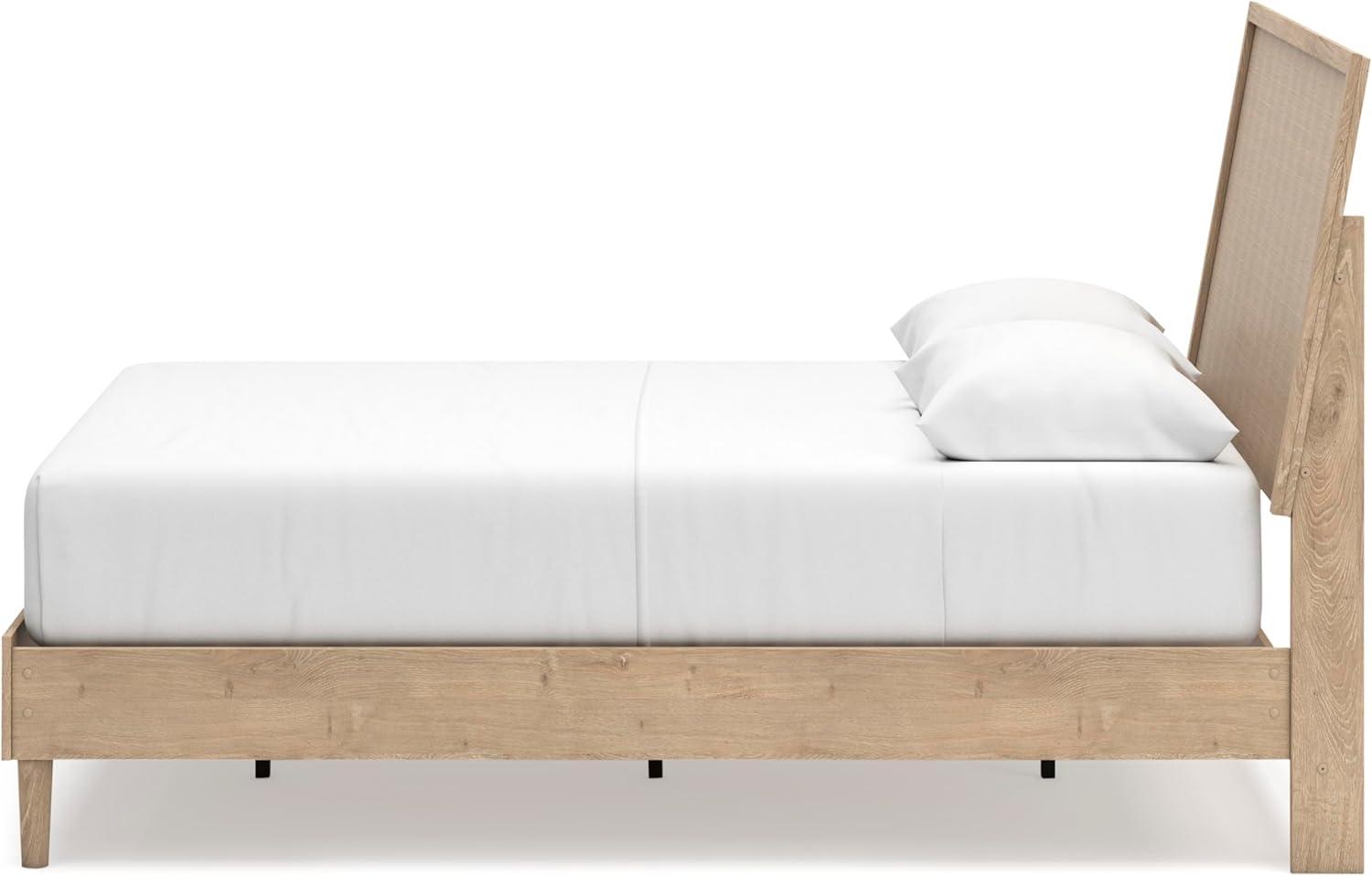 imageSignature Design by Ashley Cielden Farmhouse Queen Panel Platform Bed Foundation or Box Spring Not Needed Light BrownBeige