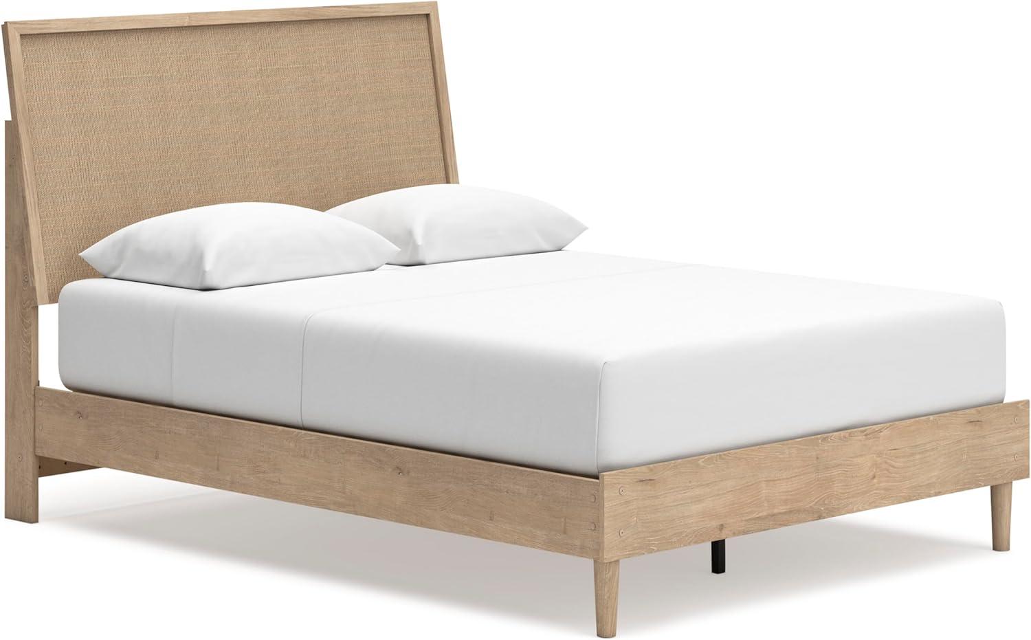 imageSignature Design by Ashley Cielden Farmhouse Queen Panel Platform Bed Foundation or Box Spring Not Needed Light BrownBeige