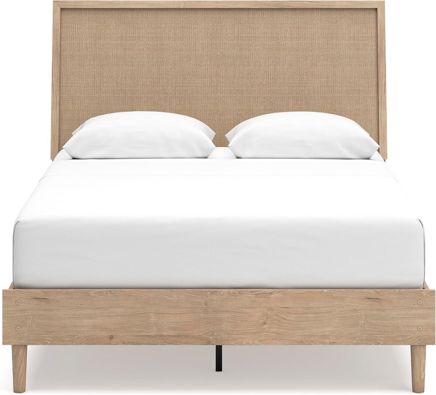 imageSignature Design by Ashley Cielden Farmhouse Queen Panel Platform Bed Foundation or Box Spring Not Needed Light BrownBeige