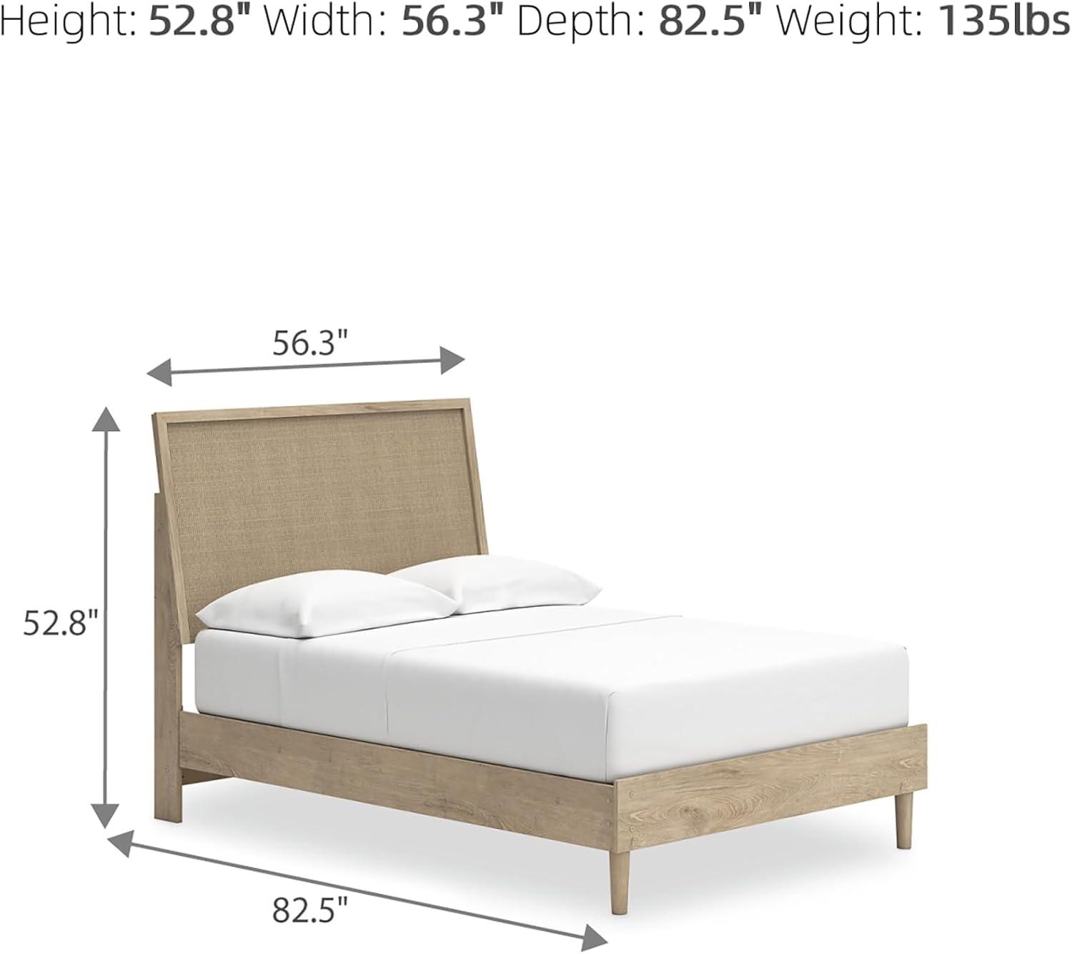 imageSignature Design by Ashley Cielden Farmhouse Queen Panel Platform Bed Foundation or Box Spring Not Needed Light BrownBeige