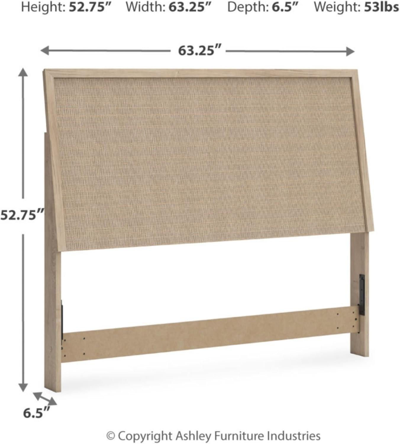 imageSignature Design by Ashley Cielden Farmhouse Queen Panel Platform Bed Foundation or Box Spring Not Needed Light BrownBeige