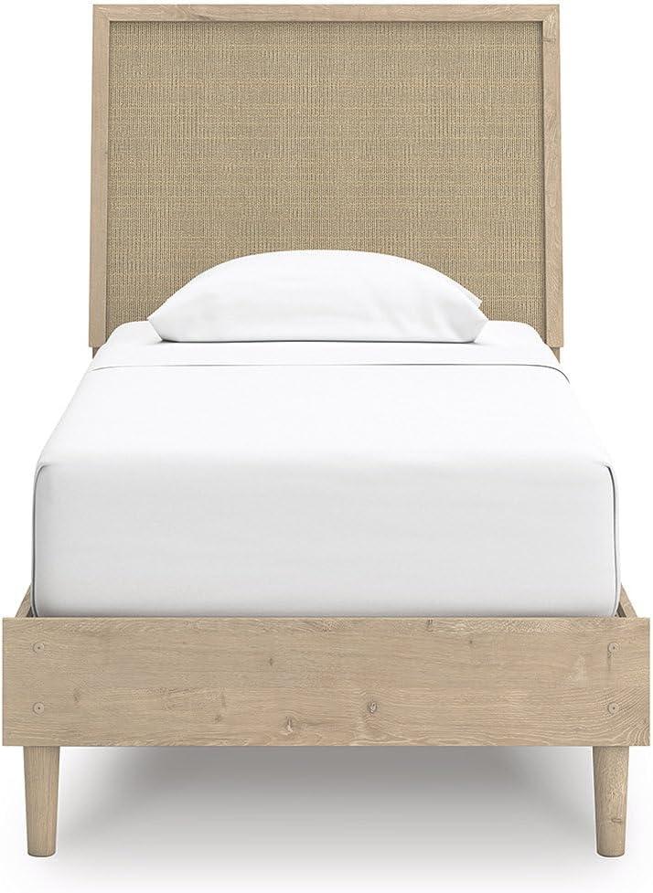 imageSignature Design by Ashley Cielden Farmhouse Queen Panel Platform Bed Foundation or Box Spring Not Needed Light BrownBeige