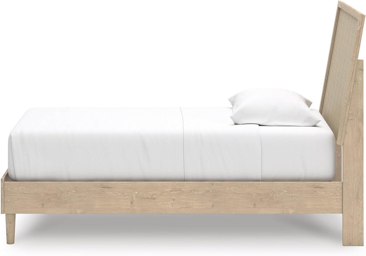 imageSignature Design by Ashley Cielden Farmhouse Queen Panel Platform Bed Foundation or Box Spring Not Needed Light BrownBeige