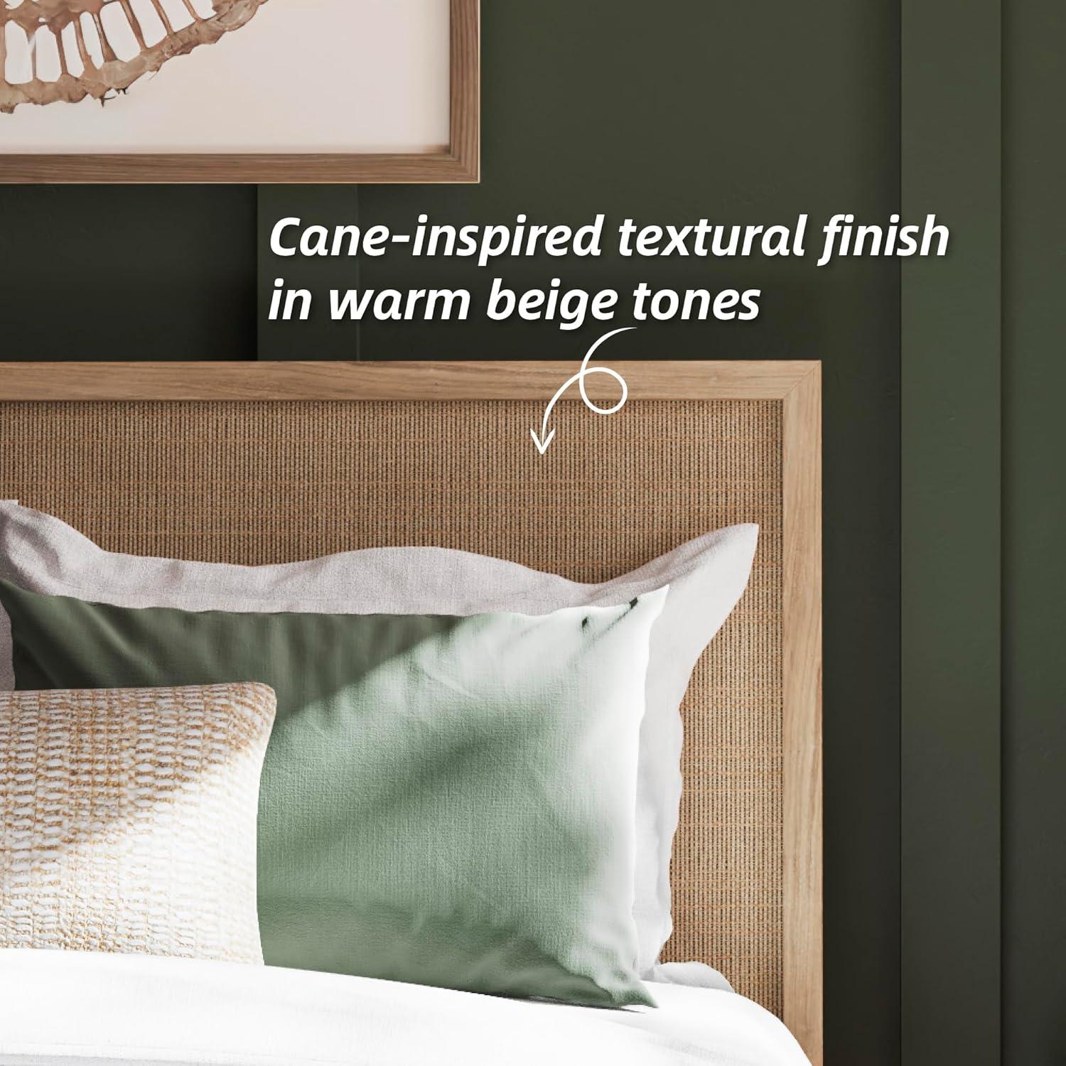 imageSignature Design by Ashley Cielden Farmhouse Queen Panel Platform Bed Foundation or Box Spring Not Needed Light BrownBeige