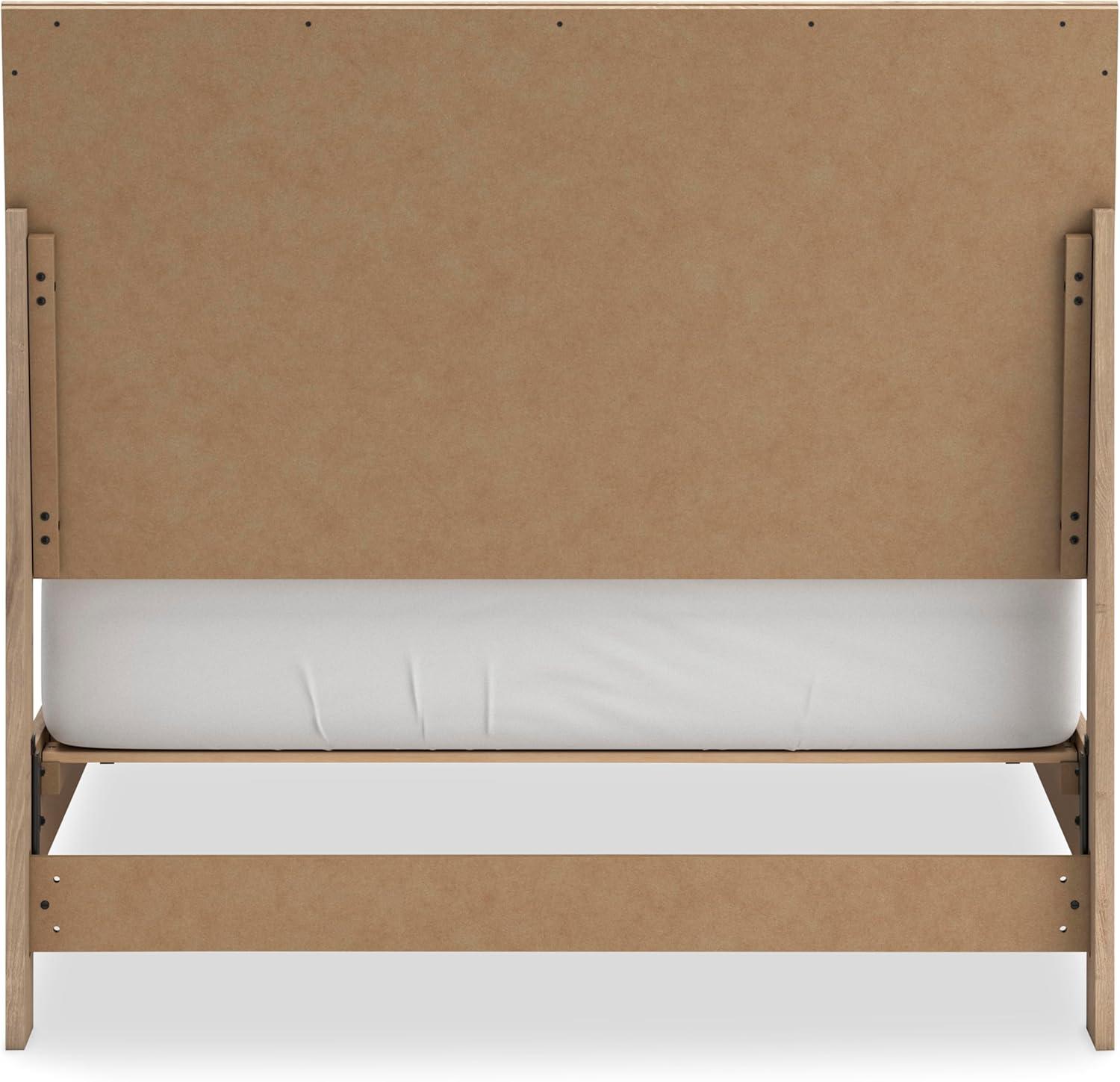 imageSignature Design by Ashley Cielden Farmhouse Queen Panel Platform Bed Foundation or Box Spring Not Needed Light BrownBeige