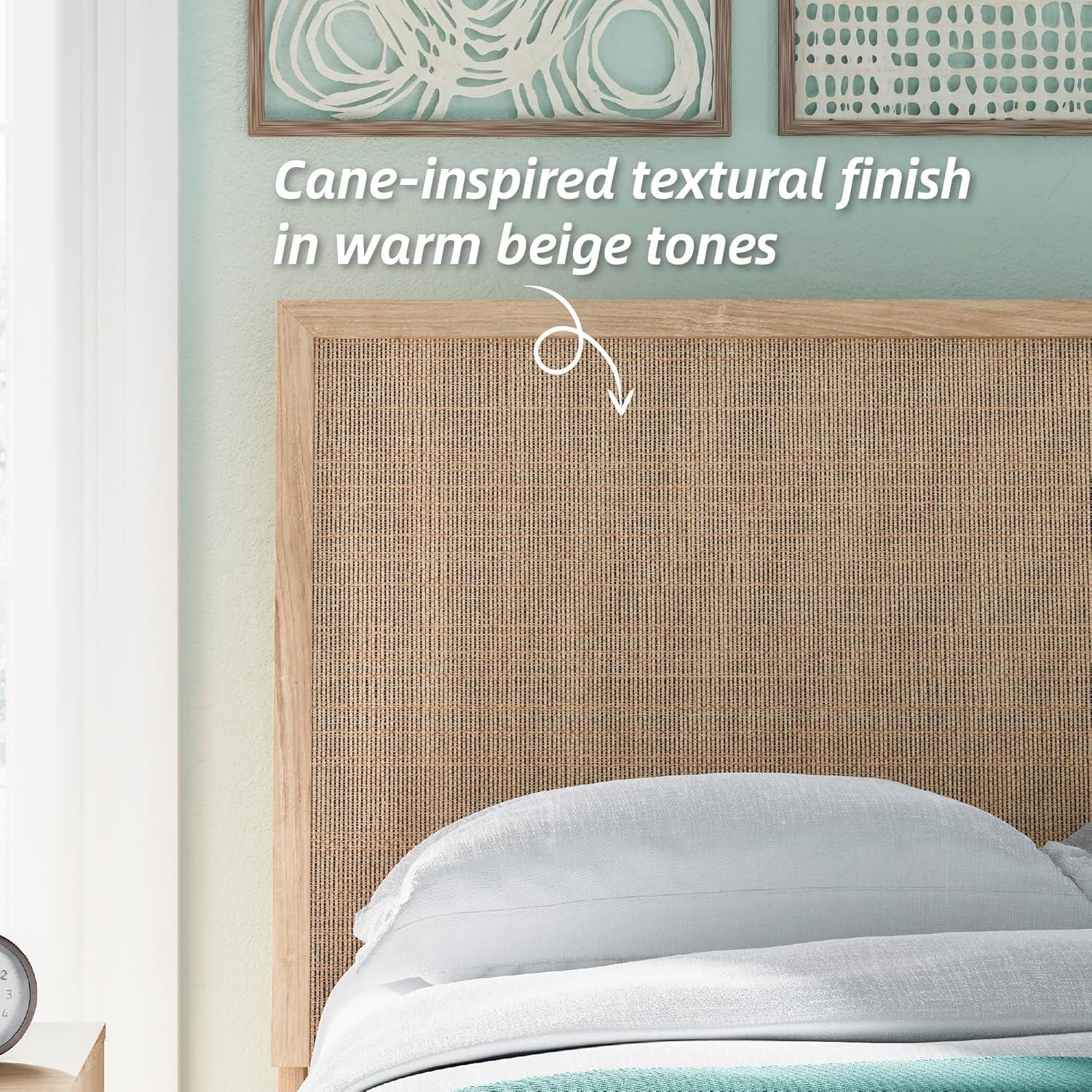 imageSignature Design by Ashley Cielden Farmhouse Queen Panel Platform Bed Foundation or Box Spring Not Needed Light BrownBeige