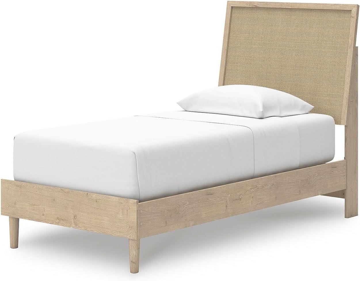 imageSignature Design by Ashley Cielden Farmhouse Queen Panel Platform Bed Foundation or Box Spring Not Needed Light BrownBeige