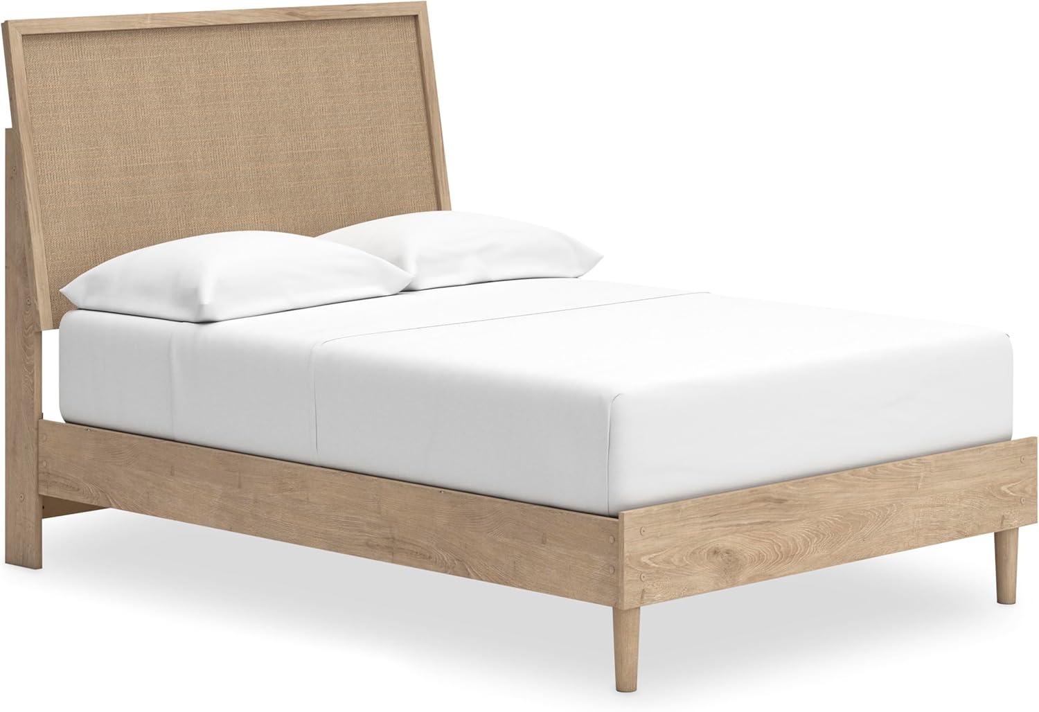 imageSignature Design by Ashley Cielden Farmhouse Queen Panel Platform Bed Foundation or Box Spring Not Needed Light BrownBeige