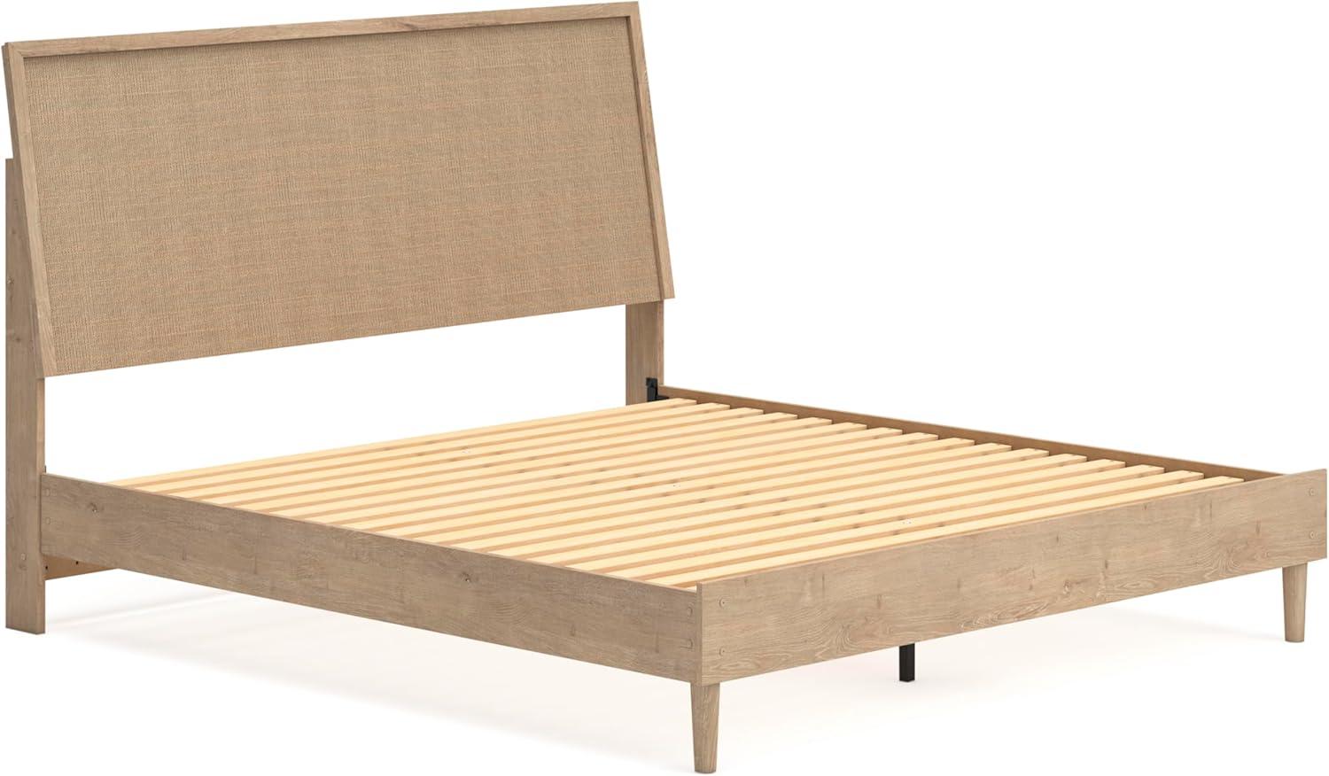 imageSignature Design by Ashley Cielden Farmhouse Queen Panel Platform Bed Foundation or Box Spring Not Needed Light BrownBeige