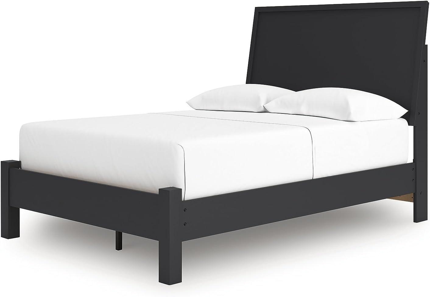 imageSignature Design by Ashley Cielden Farmhouse Queen Panel Platform Bed Foundation or Box Spring Not Needed Light BrownBlack