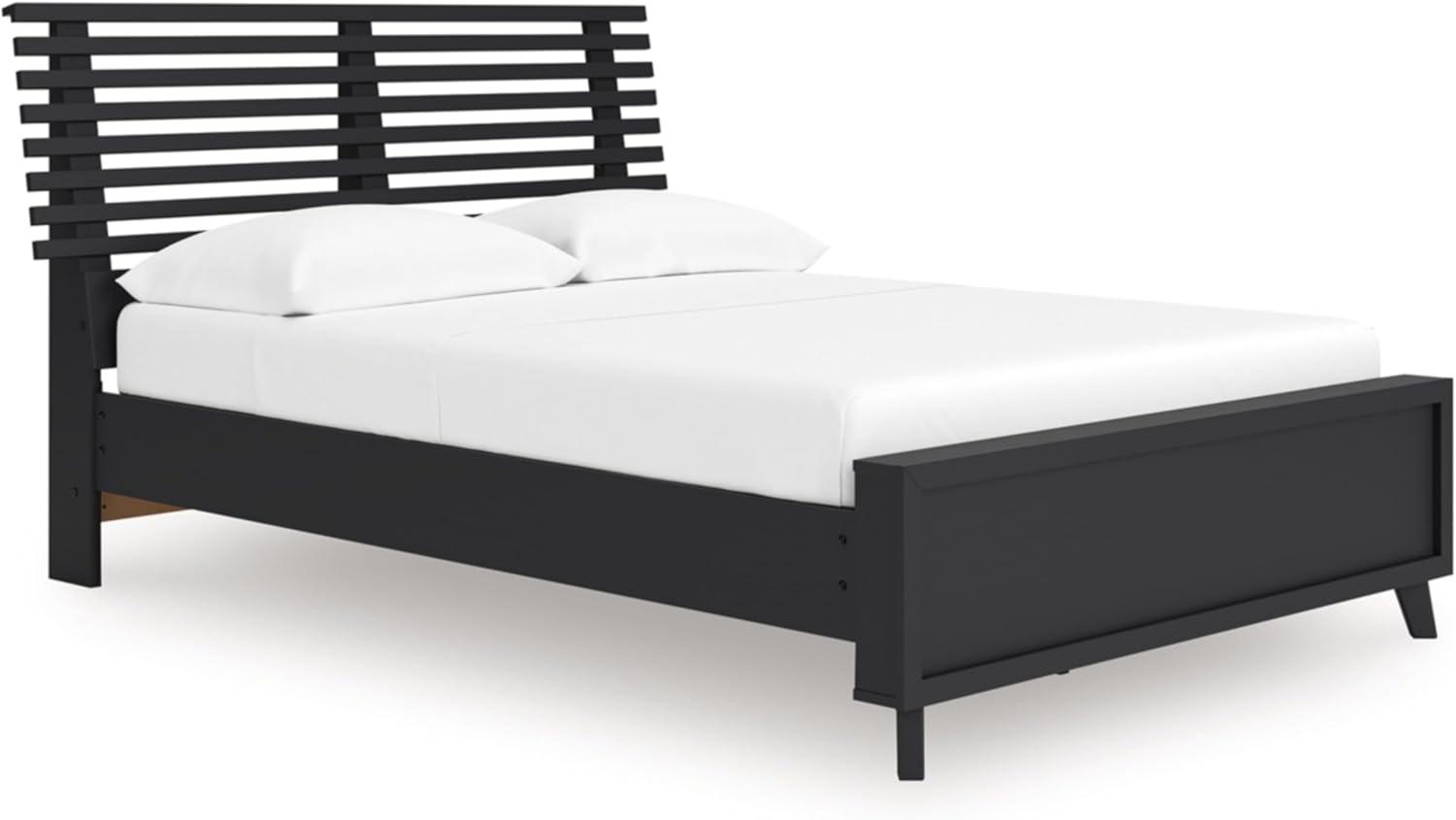 imageSignature Design by Ashley Cielden Farmhouse Queen Panel Platform Bed Foundation or Box Spring Not Needed Light BrownBlack