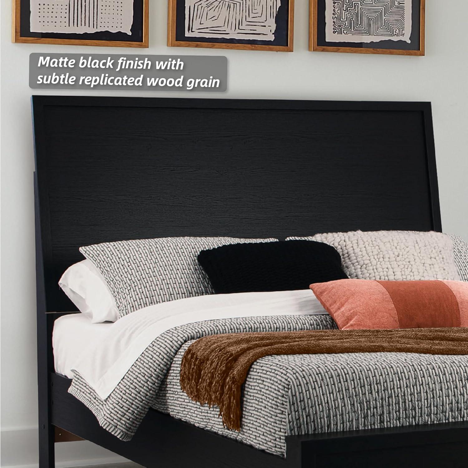 imageSignature Design by Ashley Cielden Farmhouse Queen Panel Platform Bed Foundation or Box Spring Not Needed Light BrownBlack