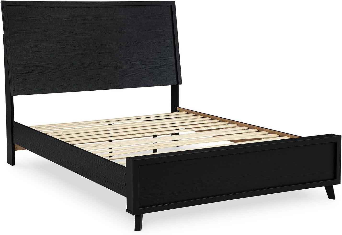 imageSignature Design by Ashley Cielden Farmhouse Queen Panel Platform Bed Foundation or Box Spring Not Needed Light BrownBlack