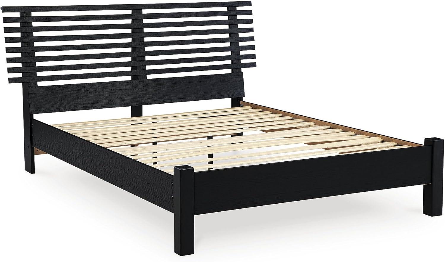 imageSignature Design by Ashley Cielden Farmhouse Queen Panel Platform Bed Foundation or Box Spring Not Needed Light BrownBlack