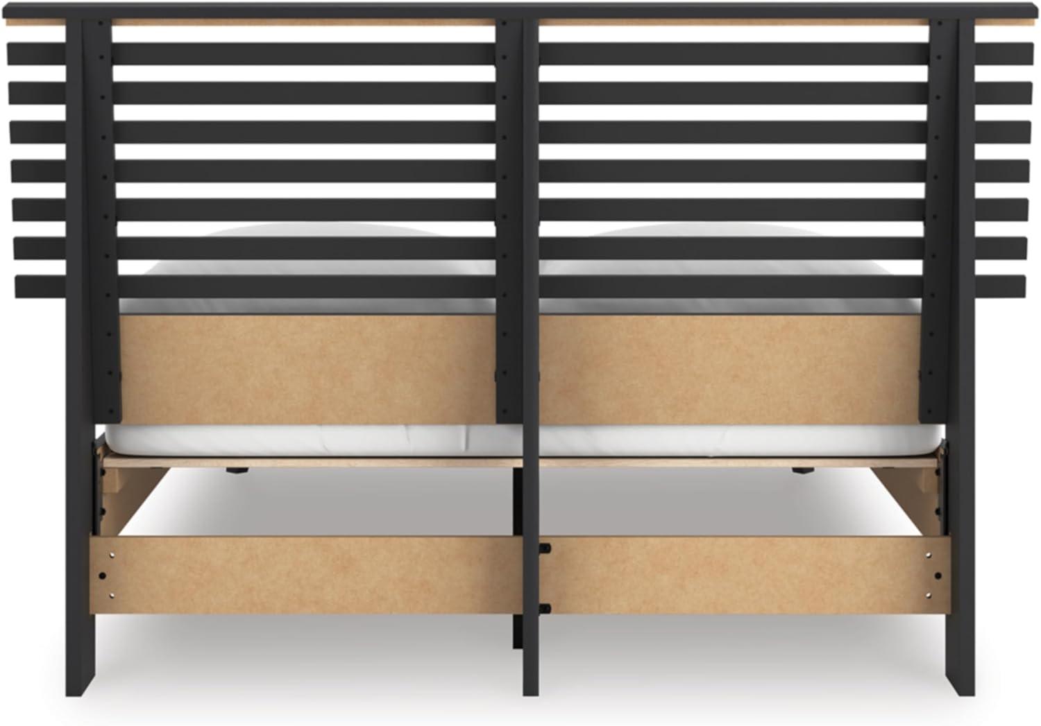 imageSignature Design by Ashley Cielden Farmhouse Queen Panel Platform Bed Foundation or Box Spring Not Needed Light BrownBlack