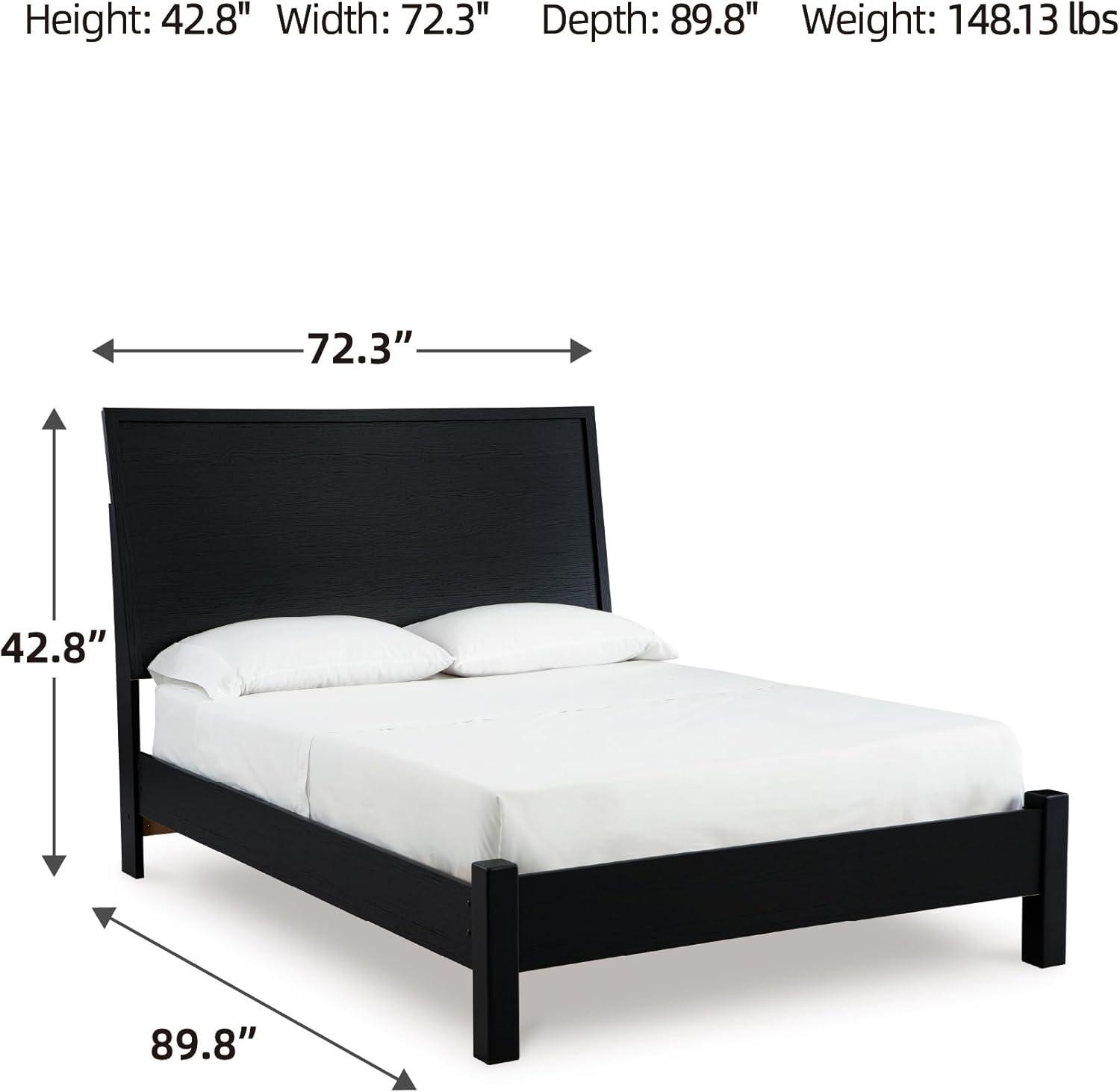 imageSignature Design by Ashley Cielden Farmhouse Queen Panel Platform Bed Foundation or Box Spring Not Needed Light BrownBlack