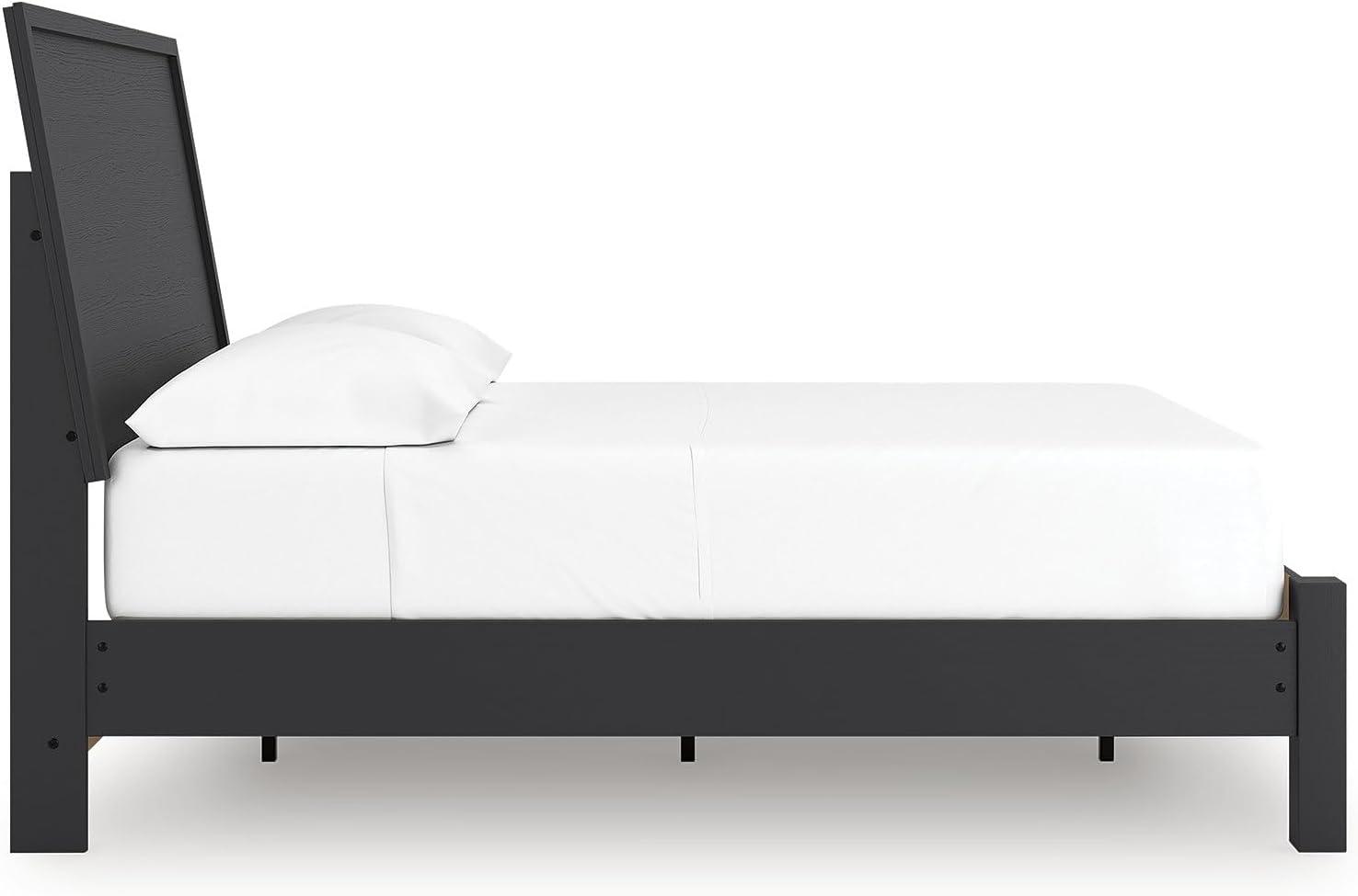 imageSignature Design by Ashley Cielden Farmhouse Queen Panel Platform Bed Foundation or Box Spring Not Needed Light BrownBlack