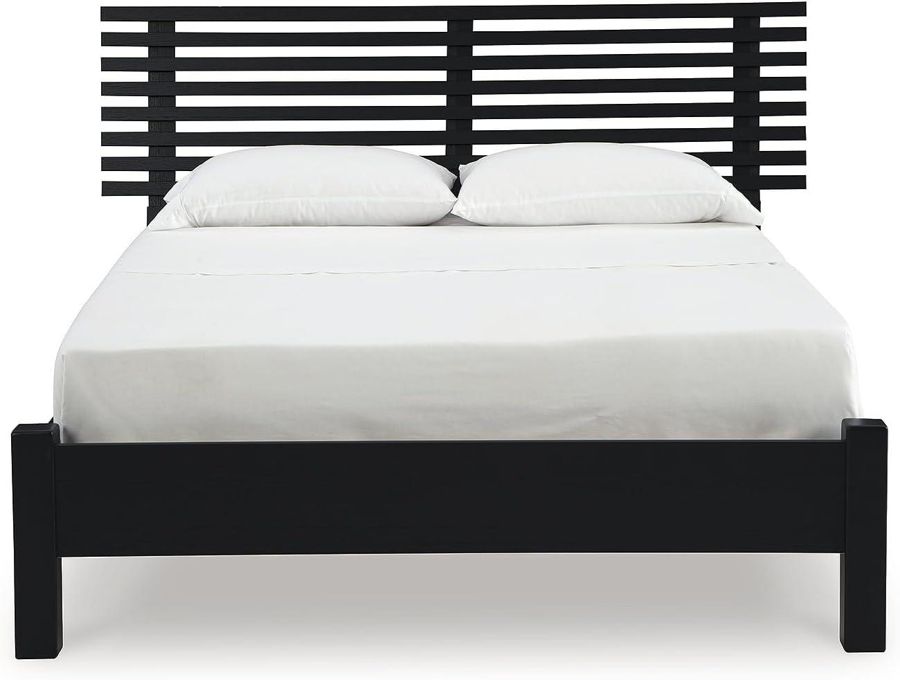 imageSignature Design by Ashley Cielden Farmhouse Queen Panel Platform Bed Foundation or Box Spring Not Needed Light BrownBlack