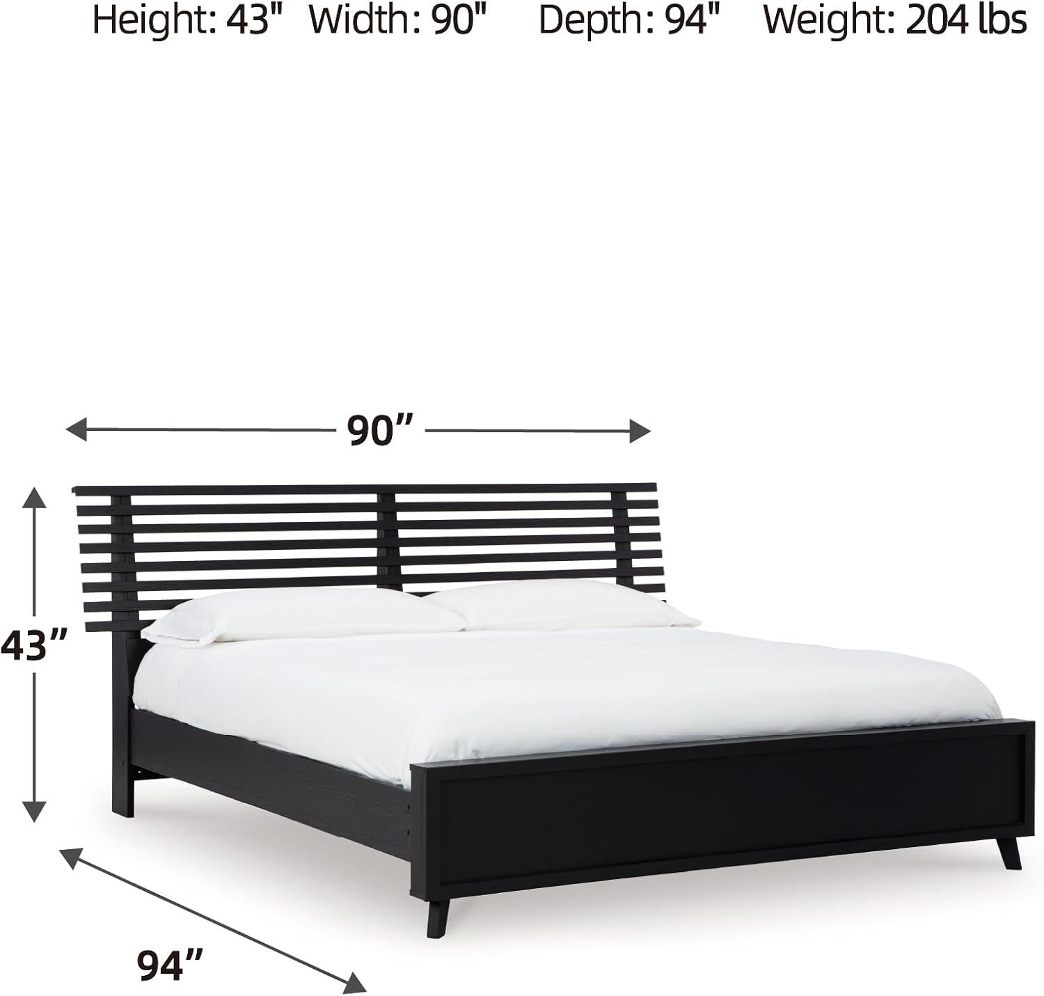 imageSignature Design by Ashley Cielden Farmhouse Queen Panel Platform Bed Foundation or Box Spring Not Needed Light BrownBlack