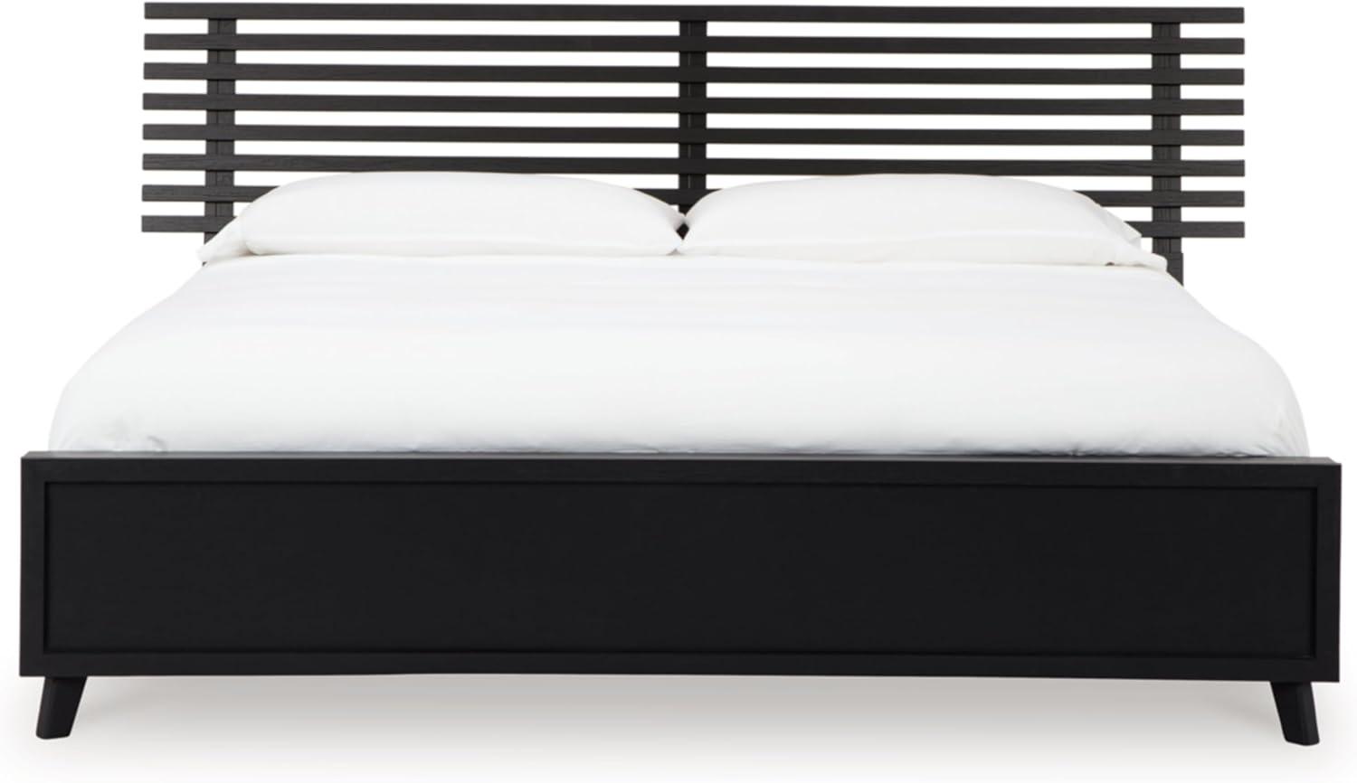 imageSignature Design by Ashley Cielden Farmhouse Queen Panel Platform Bed Foundation or Box Spring Not Needed Light BrownBlack