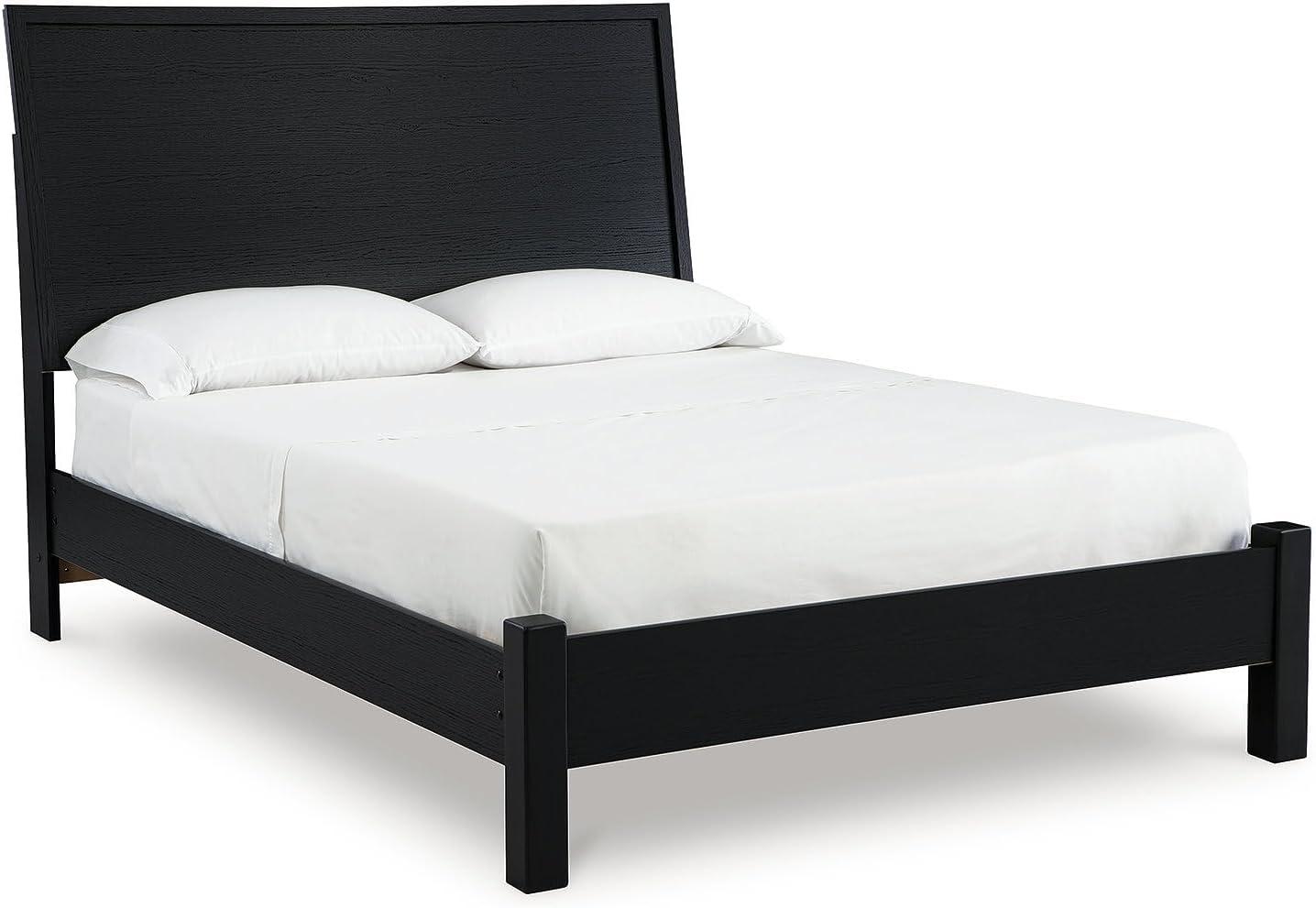 imageSignature Design by Ashley Cielden Farmhouse Queen Panel Platform Bed Foundation or Box Spring Not Needed Light BrownBlack